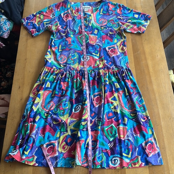 Vintage Colorful Maxi Dress Casual Wild Crazy Pattern Unique Artsy Abstract 14 - Picture 12 of 14